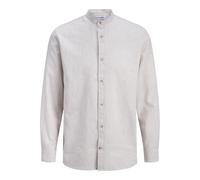 Jack & Jones Esummer Linen Blend Band Long Sleeve Shirt Grey S Men