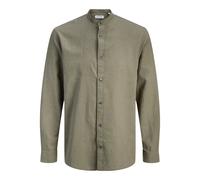 Jack & Jones Esummer Linen Blend Band Long Sleeve Shirt Green XS Men