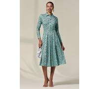 Long Sleeve Button Up Midi Dress Jolie Moi Teal 14