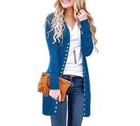 Long Sleeve Cardigan for Women Clothing Trending Fall Tops Button Down Loose Fit Ladies Cardigans Teal Blue S, Blue, Small