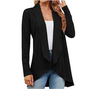 Long Sleeve Cardigans for Women Elegant Draped Open Front Jacket No Button Casual Cardigan High Low Hem Waterfall Loose Lightweight Jackets Spring Fall Longline Coats Outwear Plain Baggy Blouse Tops
