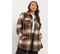 Long Sleeve Check Shacket Yours Chocolate 34-36