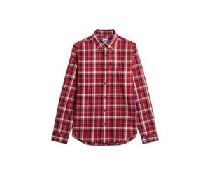 Long sleeve checked cotton shirt Superdry Vintage Rouge L