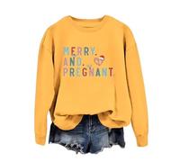 Long Sleeve Christmas Sweatshirts for Women Tops Women's Christmas Pregnancy Sweatshirt For Long Sleeved Pregnant Mothers Top Pregnancy Clothes for Indoor Home Party Xmas Gifts