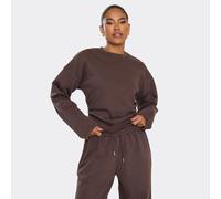 Long Sleeve Cinch Waist Detail Sweatshirt In Chocolate Brown, Women's Size UK 12