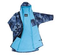 Dryrobe Advance - The Original Long Sleeve Waterproof Changing Robe - Oversized Coat with Fleece Lining - for Beach, Cold Water Wild Swimming, Surfing - Extra Small - Blue Camo/Blue