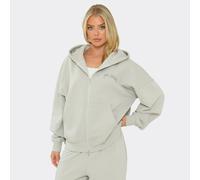 Long Sleeve Contrast Graphic Detail Zip Up Hooded Jacket In Grey, Women's Size UK 8