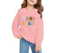 Long Sleeve Cotton Jumper Sweatshirt for Girls Fashion Crew Neck Pullover Youth Letter Graphic Hoodless Sweatshirt Toddler Kids Durable Basic School Wear (Pink, 10-11 Years)