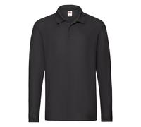 Fruit of the Loom Premium Long Sleeve Cotton Piqué Polo Shirt Casual TOP S-3XL