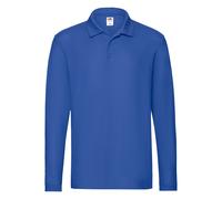 Fruit of the Loom Premium Long Sleeve Cotton Piqué Polo Shirt Casual TOP S-3XL