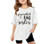 Long Sleeve Cotton Shirt Large Size T-Shirt for Baby Girl Promoted Big Sister, Short Sleeve T-Shirt, Birth Announcement (3-14 Years) Girl's Sweatshirt Long Sleeve Fleece, white, 13-14 Years