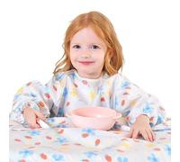 Long Sleeve Coverall Bib, Baby & Toddler Feeding Coverall Bibs, Waterproof Weaning Bib Coverall Attaches to Highchair & Table, Durable Wipeable Bib Feeding Bibs Apron for Infant Toddler