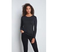 Long Sleeve Crew Neck Cotton Modal Blend T-Shirt Black UK 14