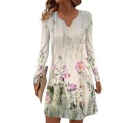 Long Sleeve Dress for Women Fall Winter V Neck Casual Floral Graphic A-line Knee Length Dresses,Sports Dress Round Neck Cotton Linen Midi Tube Summer for Beach Casual Short Sleeve A Line,u96k