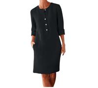 Long Sleeve Dresses for Women UK Sale Clearance Plus Size Linen Dress Half Button Up Midi Dress with Pocket Loose Casual Office Dress Crewneck Shift Dress Holiday Vacation Summer Beach Sundress M-5XL