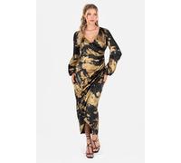 Long Sleeve Faux Wrap Gathered Midaxi Dress Lovedrobe Multi 8