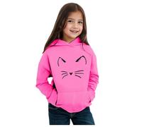 Long Sleeve Girls Hoodie Fashion Cat Graphic Sweatshirt Pullover Hoodie Kids 2-11 Years Hoodies Teen Girls Pocket Casual Sports Athletic Vacation Sweat Tops (4-5 Years) Hot Pink