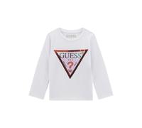 Long sleeve girls' T-shirt with triangular logo and sequins Guess White 6 years