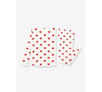 Long Sleeve Heart Pyjamas in Organic Cotton for Girls, by Petit Bateau white light all over printed