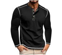 Long Sleeve Henley Shirt Mens Cotton Autumn Grandad T Shirt Raglan Classic Summer Shirts for Men Stand Collar Moisture Henleys Top Solid Retro Beach Holiday Outing Tee Tops Size S-3xl A-black
