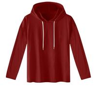 Long Sleeve Hoodie Shirts for Men Solid Colour Cotton Shirts Drawstring Hooded Pullover Long Straight Sleeve Sports T-Shirt Top Lightweight Breath Sports Outdoor Wine