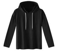 Long Sleeve Hoodie Shirts for Men Solid Colour Cotton Shirts Drawstring Hooded Pullover Long Straight Sleeve Sports T-Shirt Top Lightweight Breath Sports Outdoor Black