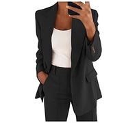 Long Sleeve Jacket, Blue Blazer For Women, Comfortable Cozy Formal Suit Casual Outerwear Plus Size Loose Open Front Cardigans With Button Flap Pockets Classic Versatile Blazers Soft Lined Cardigan