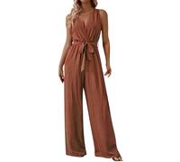 Long Sleeve Jumpsuit for Women UK Cotton Linen Dungarees Plus Size Button Up Rompers Wide Leg Trousers Solid Loose Flowy Playsuits Plain Tunic Beach Holiday Vacation Jumpsuits Orange