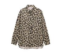 Long Sleeve Leopard Shirts For Women, Button-up Blouses, Print Tops Female(Medium)