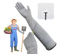 Long Sleeve Level 5 Cut Resistant Gloves for Gardening, Woodworking and Construction - Scratch, Cut and Puncture Resistant, Unisex With 1 Piece Hook, Grey