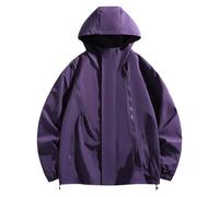 Long Sleeve Lightweight Work Hiking Jacket for Men Fall and Winter Coat Men's Outdoor Four Mountaineering Jacket Cargo Outwear Coat Outdoor Top (Purple, XXXXL)