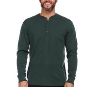 Long Sleeve Men's Henley - 100% Merino Wool - 3 Button Front Closure - Casual Shirt - Forest Green - XX-Large