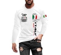 Long Sleeve Men's Long-Sleeved T-Shirt with Italy Motif, Plus Size, Lightweight, Golf Sports, Outdoor Shirts, Breathable Casual Shirts, Italian Flag Tops, Gym, Tshrt Vintage Long Sleeve Shirt, O White