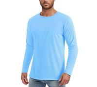 Long Sleeve Men's Shirt Tops UPF 50+ Long Sleeve Casual Comfortable Breathable Plain Basic T-Shirt for Everyday Home Outdoor Hiking Spring Summer, blue, L