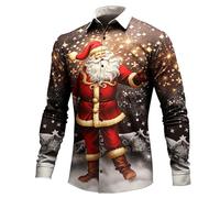 Long Sleeve Men's Shit Shirt Pattern Gradient Round Neck Clothing Christmas 3D Printing Outdoor Retro Fashion Custom for Party (Red, XXL)