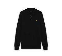 Longsleeved Merino Knitted Polo Shirt Jet Black M
