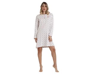 Long sleeve nightie with button placket for women Admas Star Blanc S