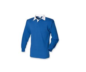 Long Sleeve Polo Front Row Plain Rugby Bleu XL