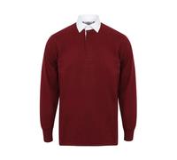 Long Sleeve Polo Front Row Plain Rugby Rouge XL