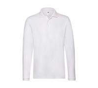 Long sleeve polo shirt Fruit of the Loom Premium Blanc XL