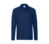Long sleeve polo shirt Fruit of the Loom Premium Bleu 3XL