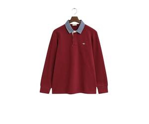 Long sleeve polo shirt Gant Reg Chambray Heavy Rouge S