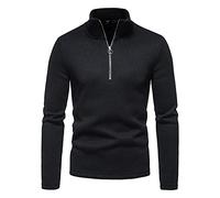 Long Sleeve Polo Shirts Mens UK Clearance Turtleneck Jumpers 1/4 Zip Henley T Shirt Regular Fit Winter Tops Plain Sports Gym Running Pullover Sweatshirt Blouse Sweat Tops Size S-XXL Black