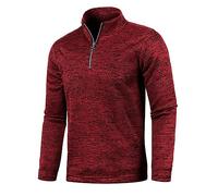Long Sleeve Polo Shirts Mens UK Sale Clearance V Neck Jumper 1/4 Zip Stand Collar Henley T Shirt Regular Fit Winter Tops Plain Sports Gym Running Pullover Sweatshirt Blouse Sweat Tops M-4XL Wine