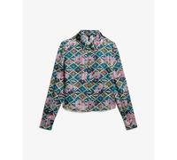 Superdry Sheer Lurex Printed Long Sleeve T-shirt Green,Blue M Woman
