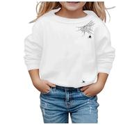 Long Sleeve Pullover Girls V Neck Casual Jumper Solid Colour Fashion Sport Pinted Sweatshirts Christmas Theme Wear Fall Autumn Clothing for Winter Season Protection White
