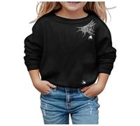 Long Sleeve Pullover Girls V Neck Casual Jumper Solid Colour Fashion Sport Pinted Sweatshirts Christmas Theme Wear Fall Autumn Clothing for Winter Season Protection Black