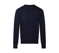Slim Fit Crew Neck Jumper in Washable Wool Navy Blue