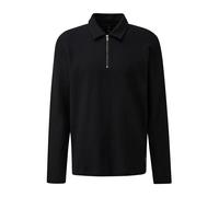 Long Sleeve Relaxed Fit Ribbed Jersey Polo QS Noir L