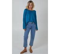Long Sleeve Satin Feel Necklace Top Blue Vanilla Teal One Size